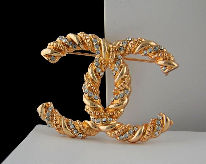 CC-CHANEL Inspired Twisted Goldtone Brooch